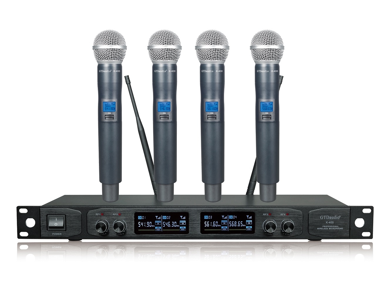 GTD Audio UHF 4 Handheld Wireless Microphone System K400 GTD Audio