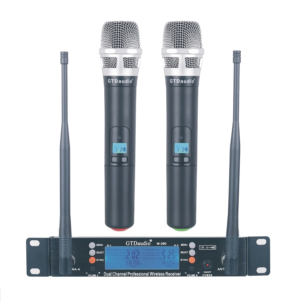 GTD Audio 2x100 Adjustable Frequency Channels UHF Wireless Handheld Microphone DJ Karaoke Mic