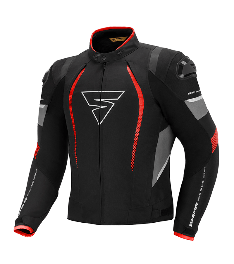 Shima Solid Pro Textile Touring Jacket Red Gear and Throttle House