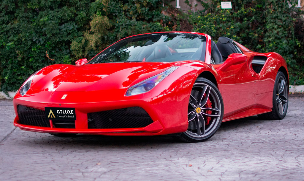 Ferrari 488 Spider Lease / Rent Ferrari 488 Spider Red and White 2019
