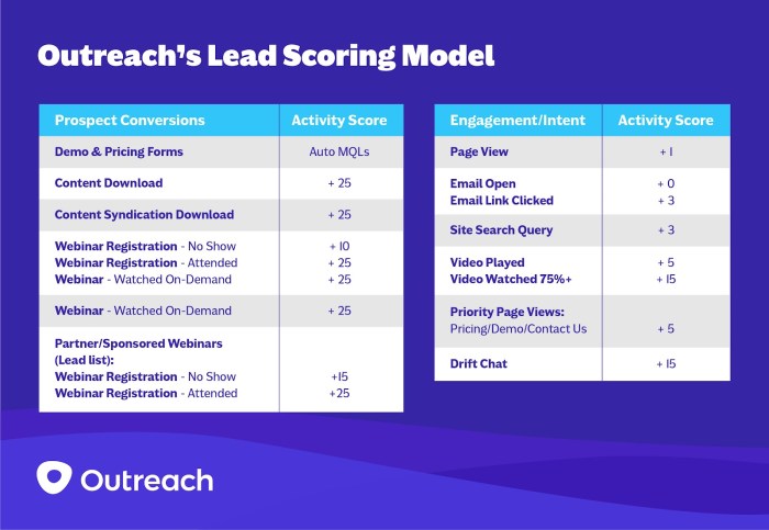 Lead scoring subtract points inactivity bounce personal email domain