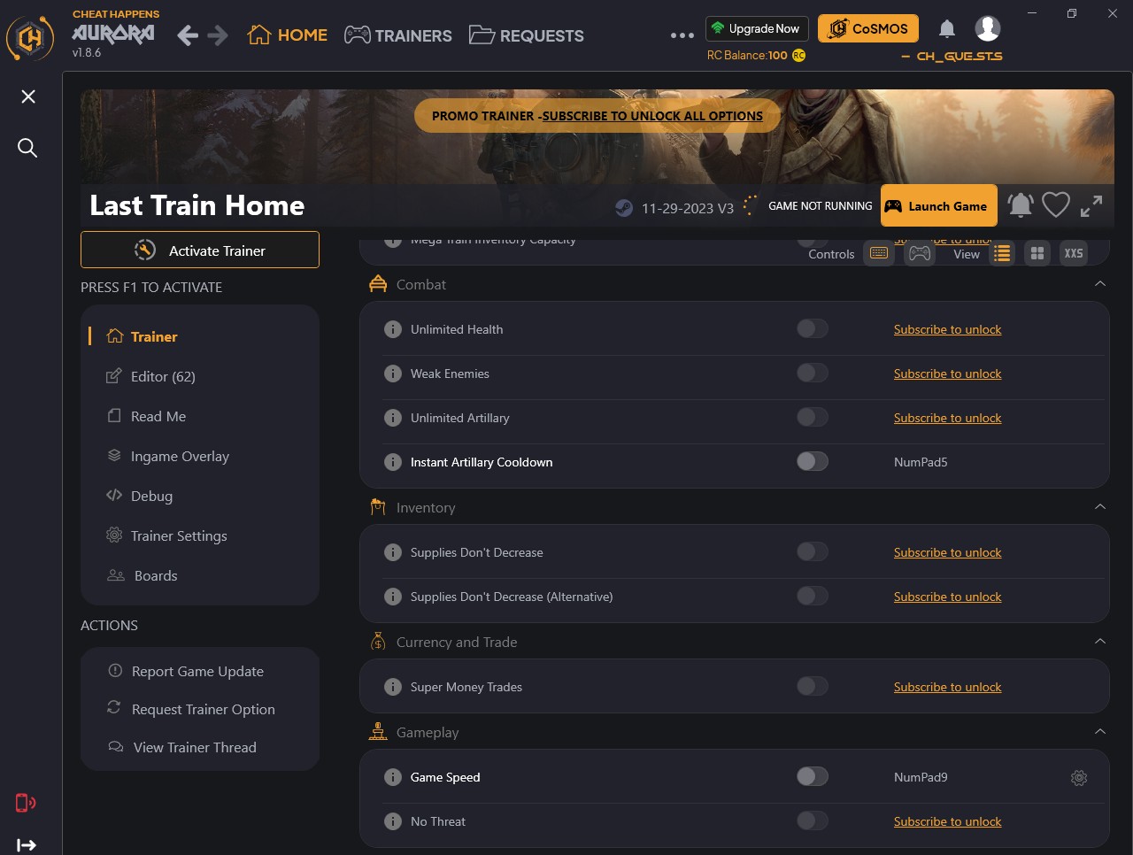 Last Train Home: Trainer +72 v11-29-2023 V3 {CheatHappens.com}