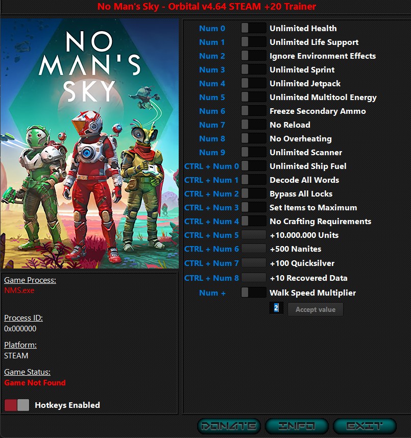 No Man's Sky Trainer +21 v3.53 {iNvIcTUs oRCuS / HoG} Download