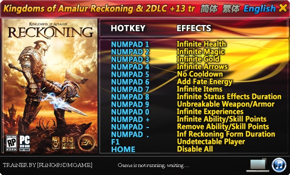 Kingdoms of Amalur Reckoning Trainer (+13) [All Versions + 2 DLC