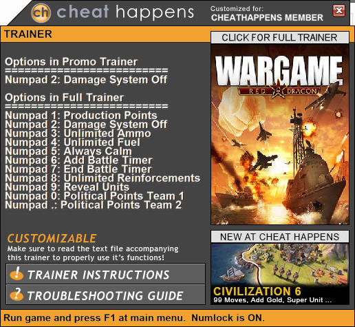 Wargame Red Dragon Trainer +10 Update 12.08.2016 (ALL VERSIONS) Download