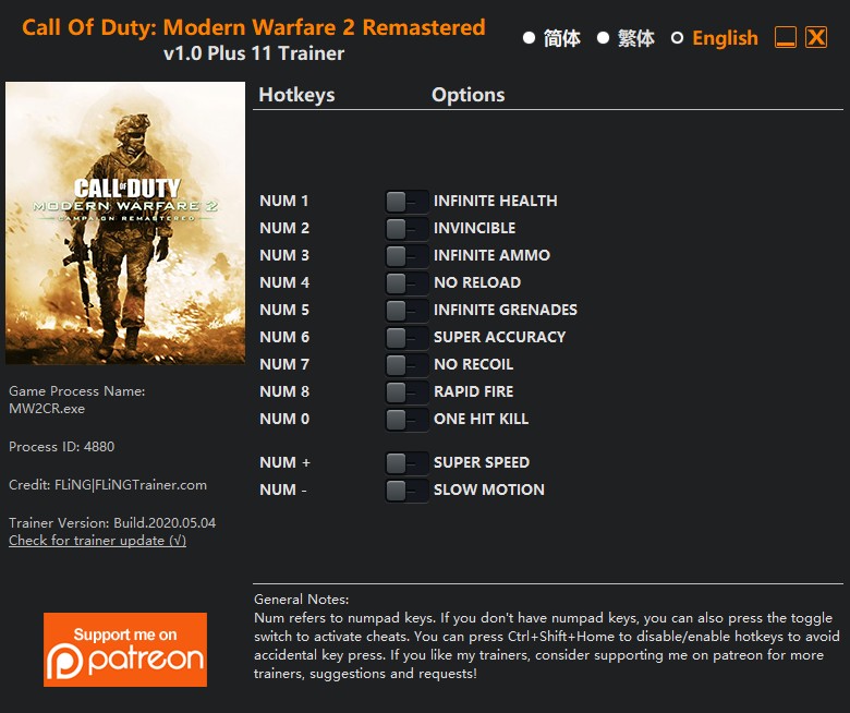 Call of Duty Modern Warfare 2 Trainer (+8) [1.0] {LIRW / GHL