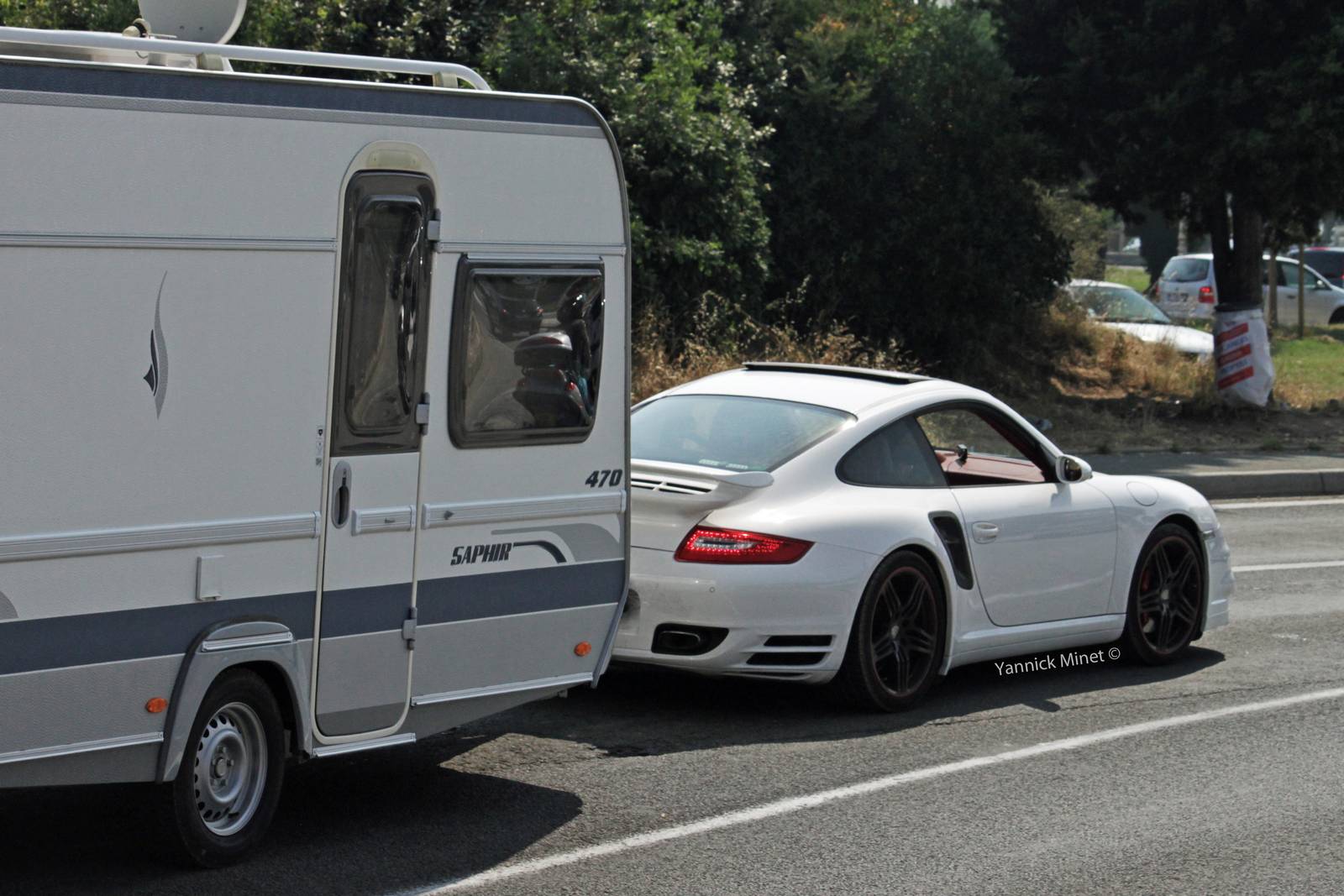 Porsche 911 Turbo Spotted Towing Caravan GTspirit