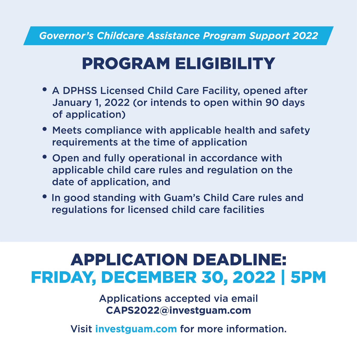 For PROVIDERS Guam Child Care Child Care & Development Fund Program