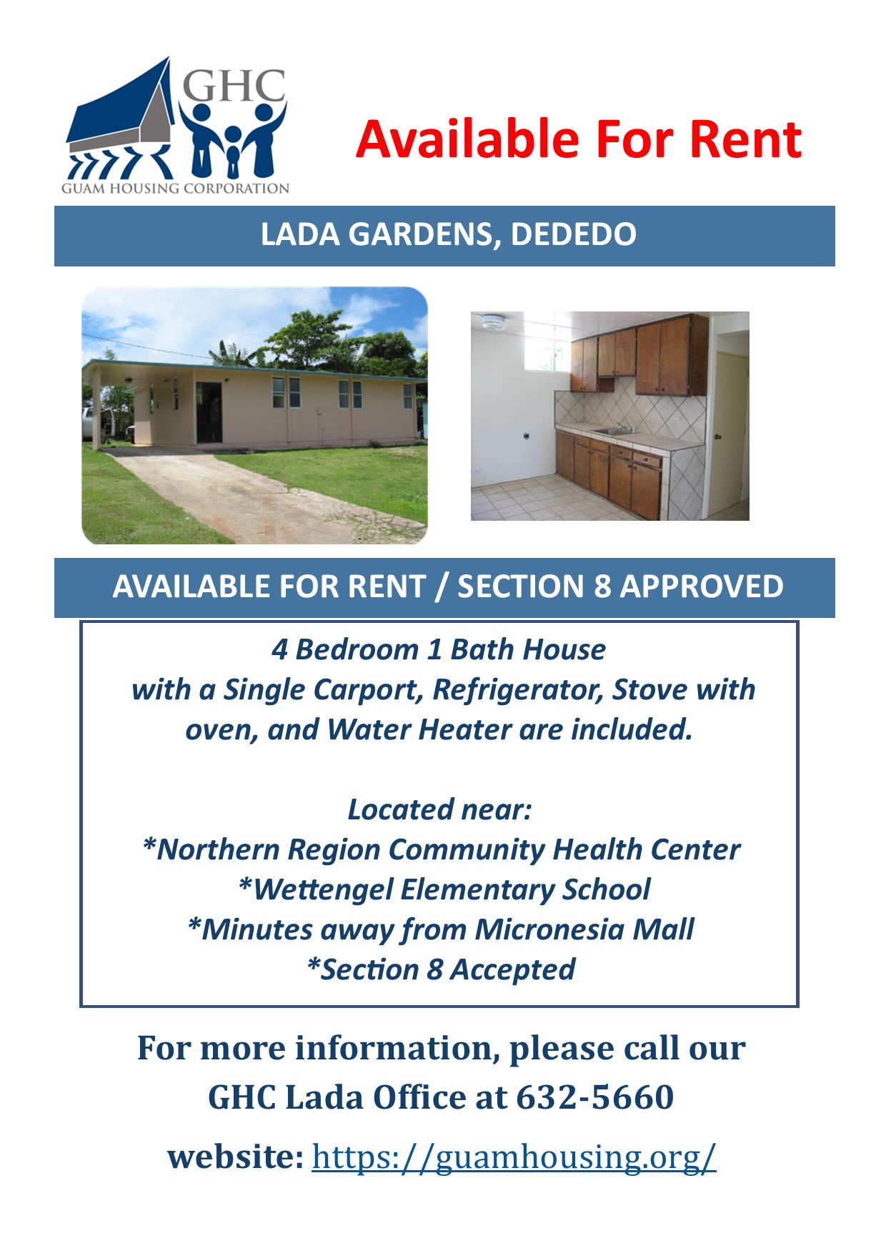 GHC UNITS AVAILABLE FOR RENT Guam Housing Corporation