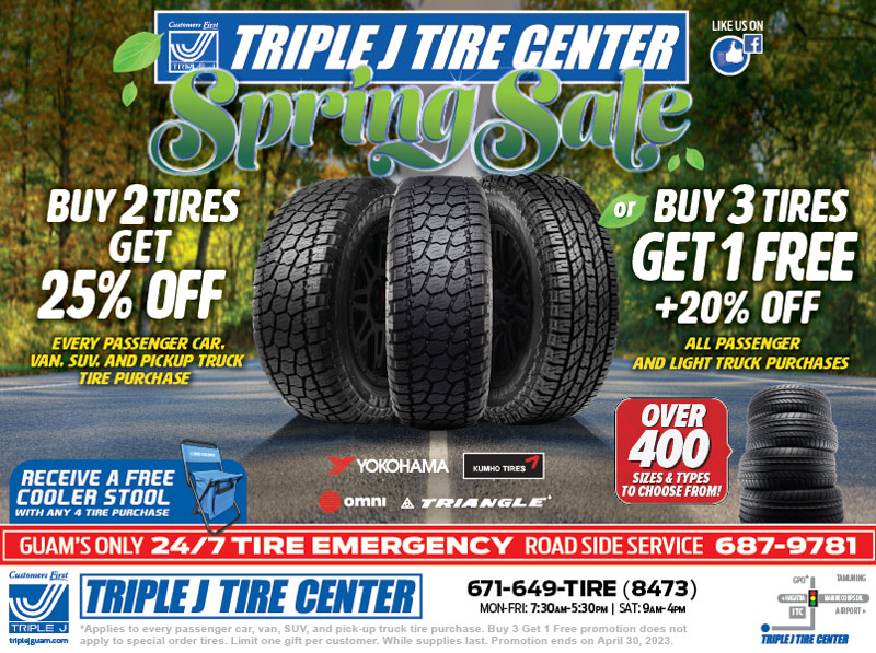 Spring Sale May 2023 Triple J Commercial Tire Center Guam Tires, Guam Batteries, Car Tires