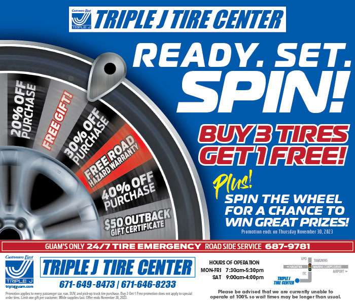 READY. SET. SPIN! Triple J Commercial Tire Center Guam Tires, Guam Batteries, Car Tires, Van