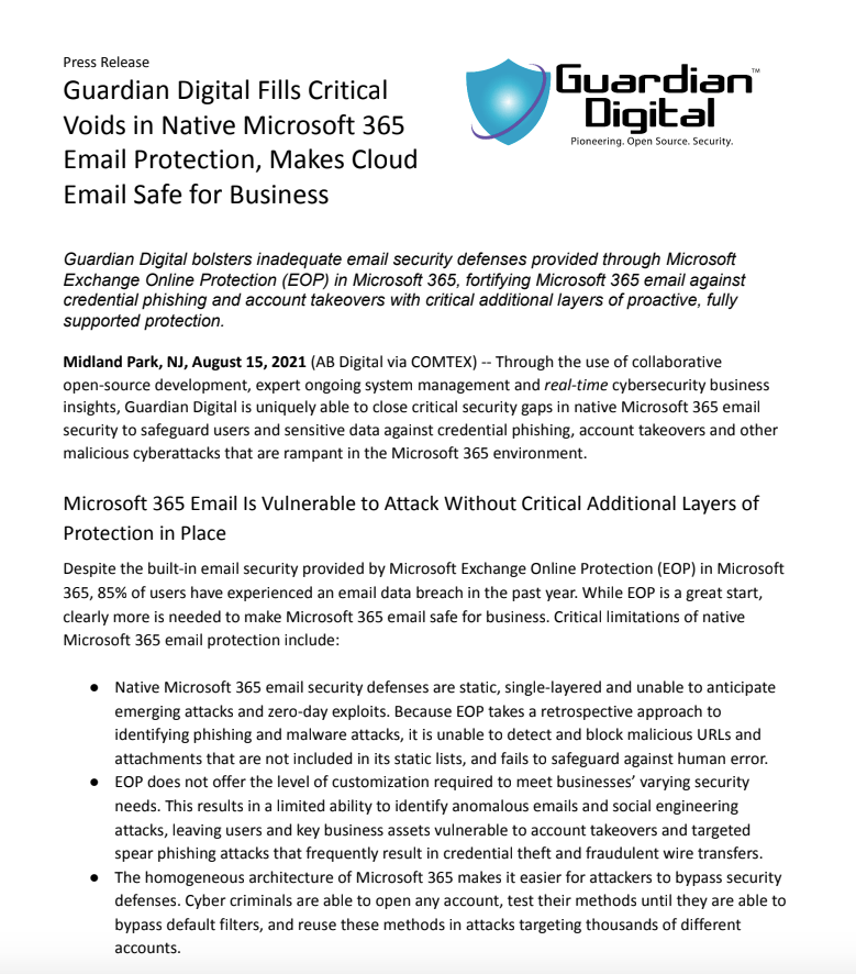 Guardian Digital's Company Information & Press Releases.