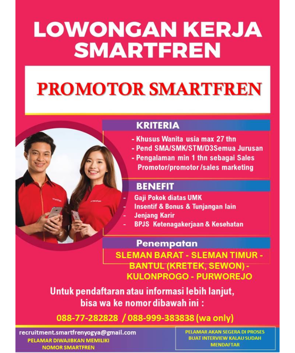 LOWONGAN KERJA PT. SMARTFREN Portal Lowongan Kerja No. 1 di Yogyakarta