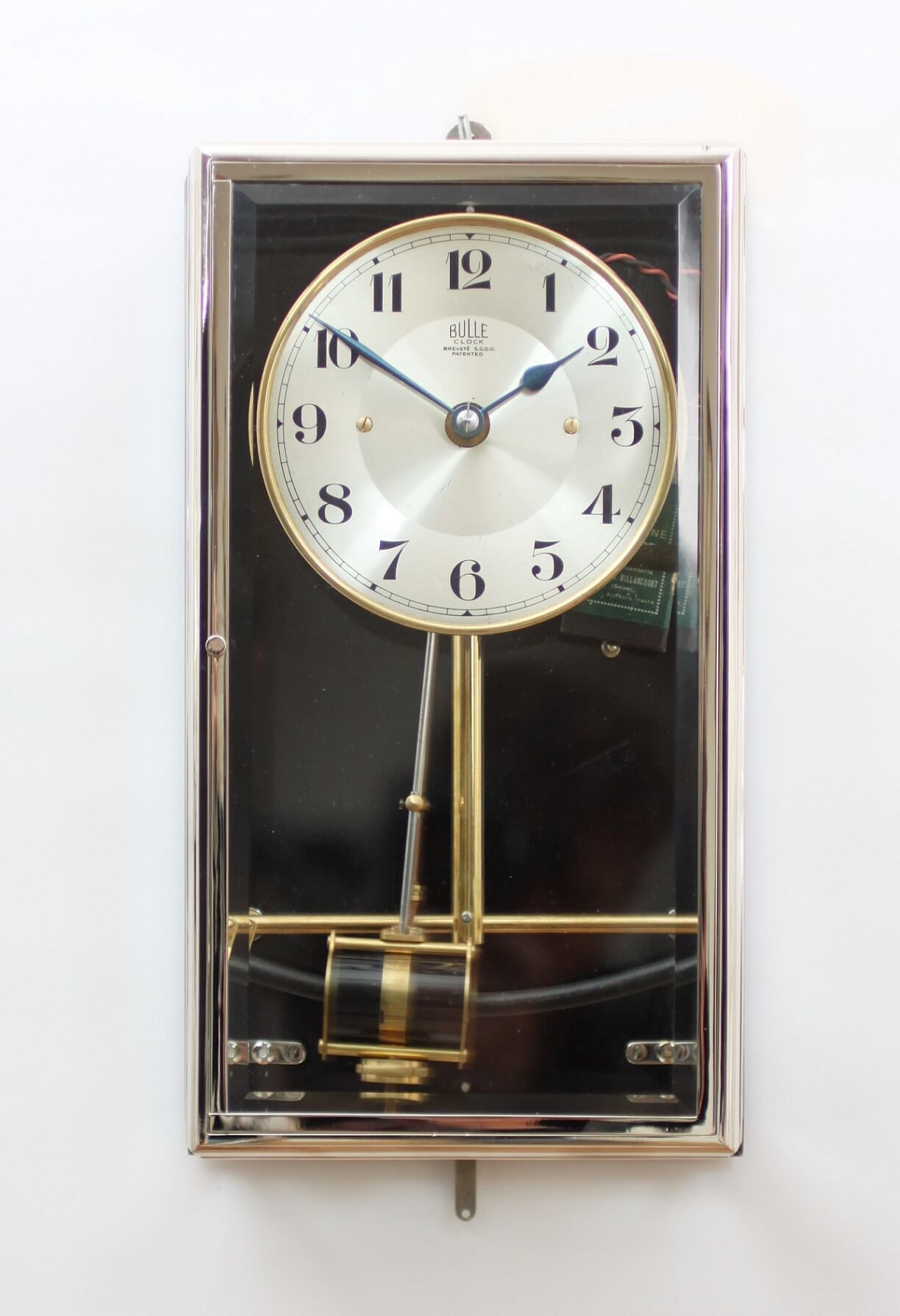A French nickel plated electrical timepiece, BulleClock, circa 1910