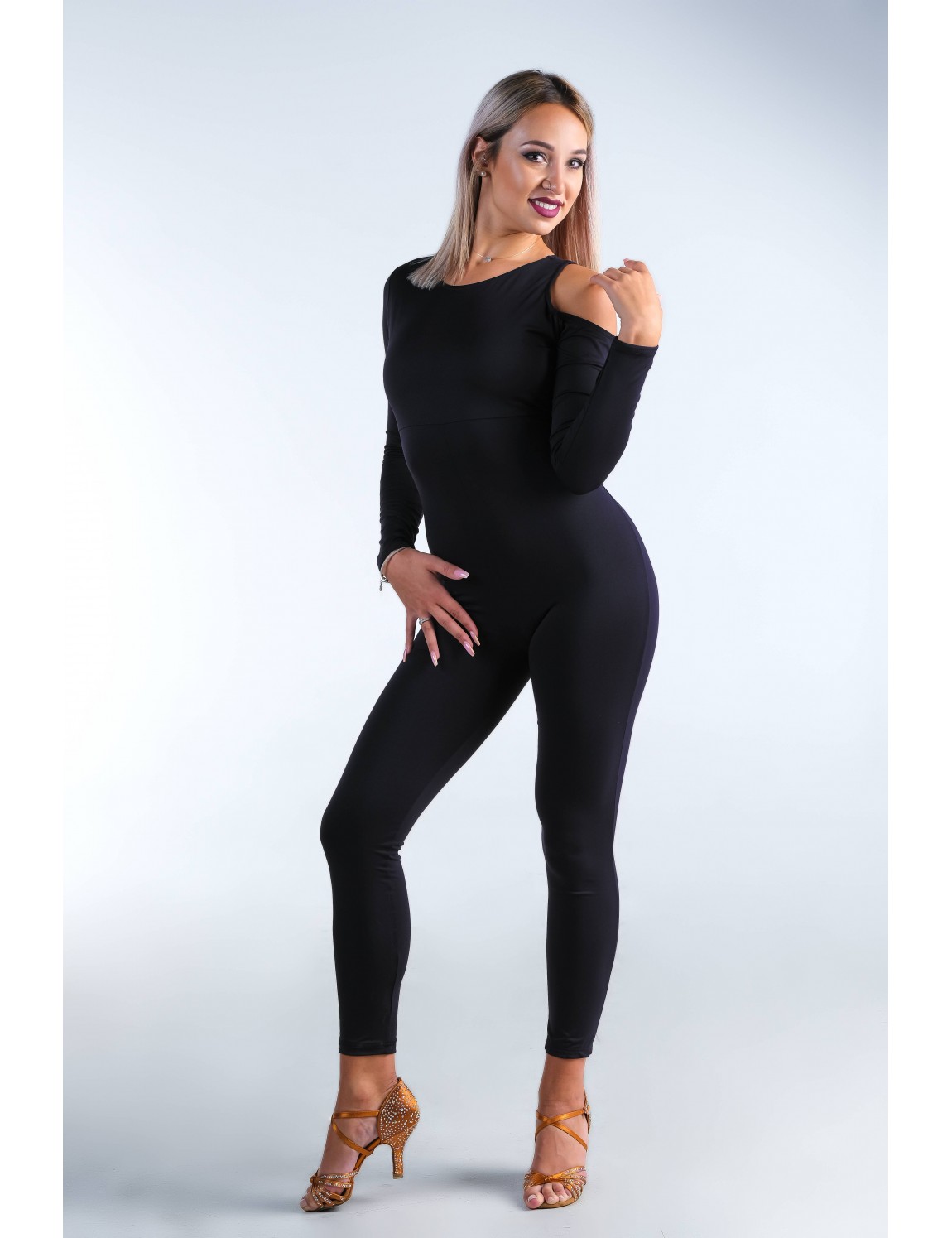 Jumpsuit black lycra Blackside design for latin dance