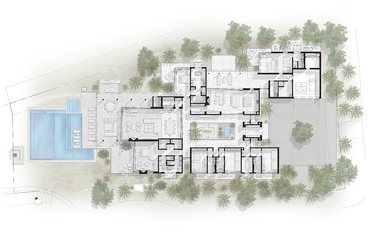 Courtyard Villa Guerin Glass