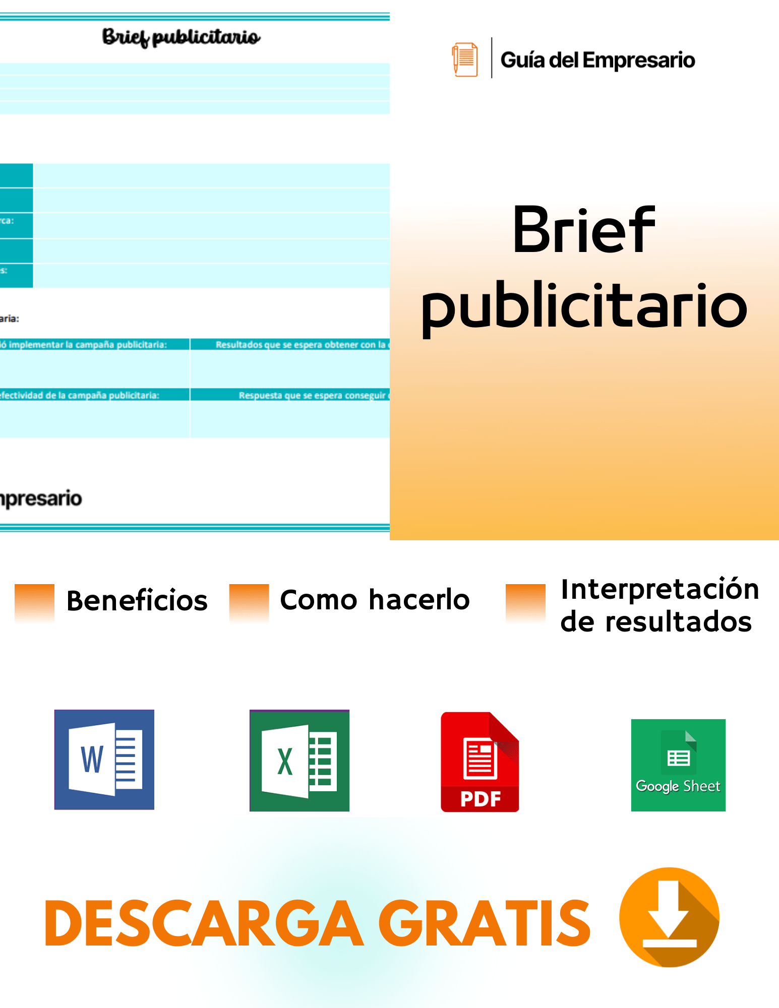 Brief publicitario Plantillas Excel, Word, PDF 2024