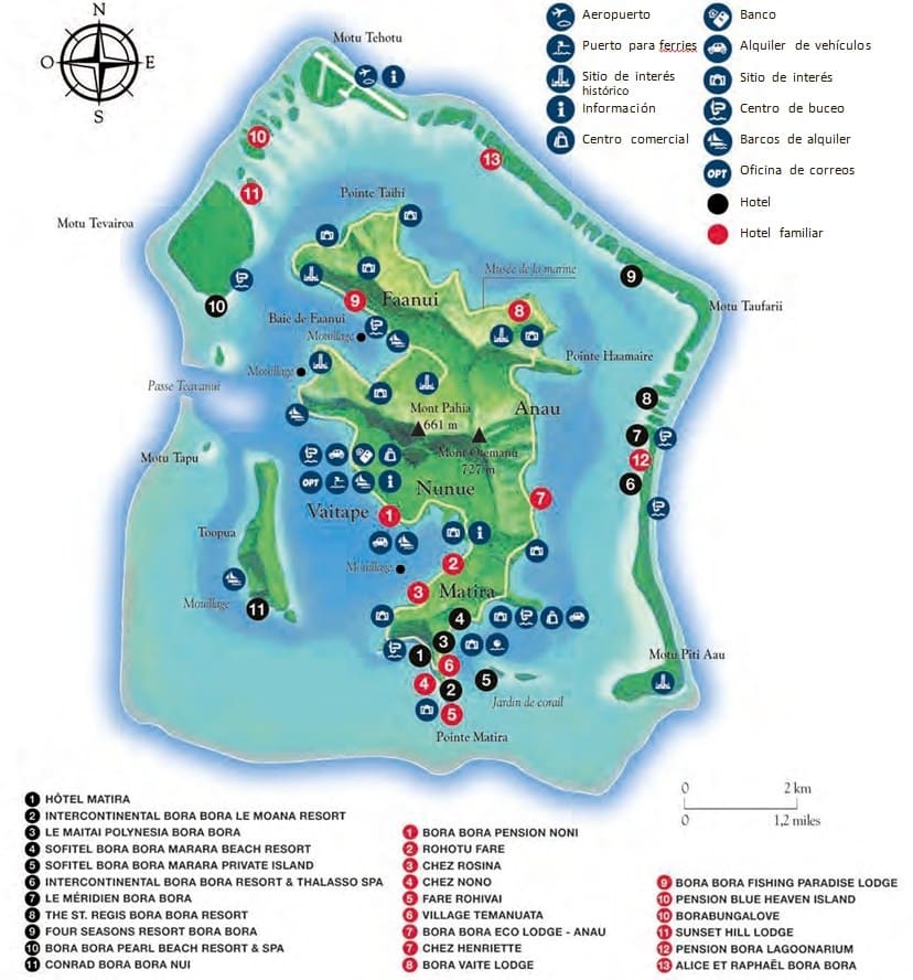 Bora Bora Kaart Bora Bora La perla del pacífico y paraiso para los visitantes.