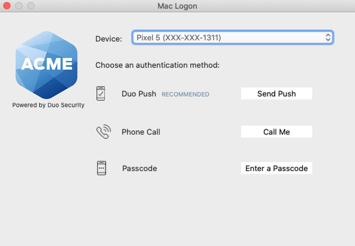 Duo Authentication for macOS Logon Guide to TwoFactor Authentication