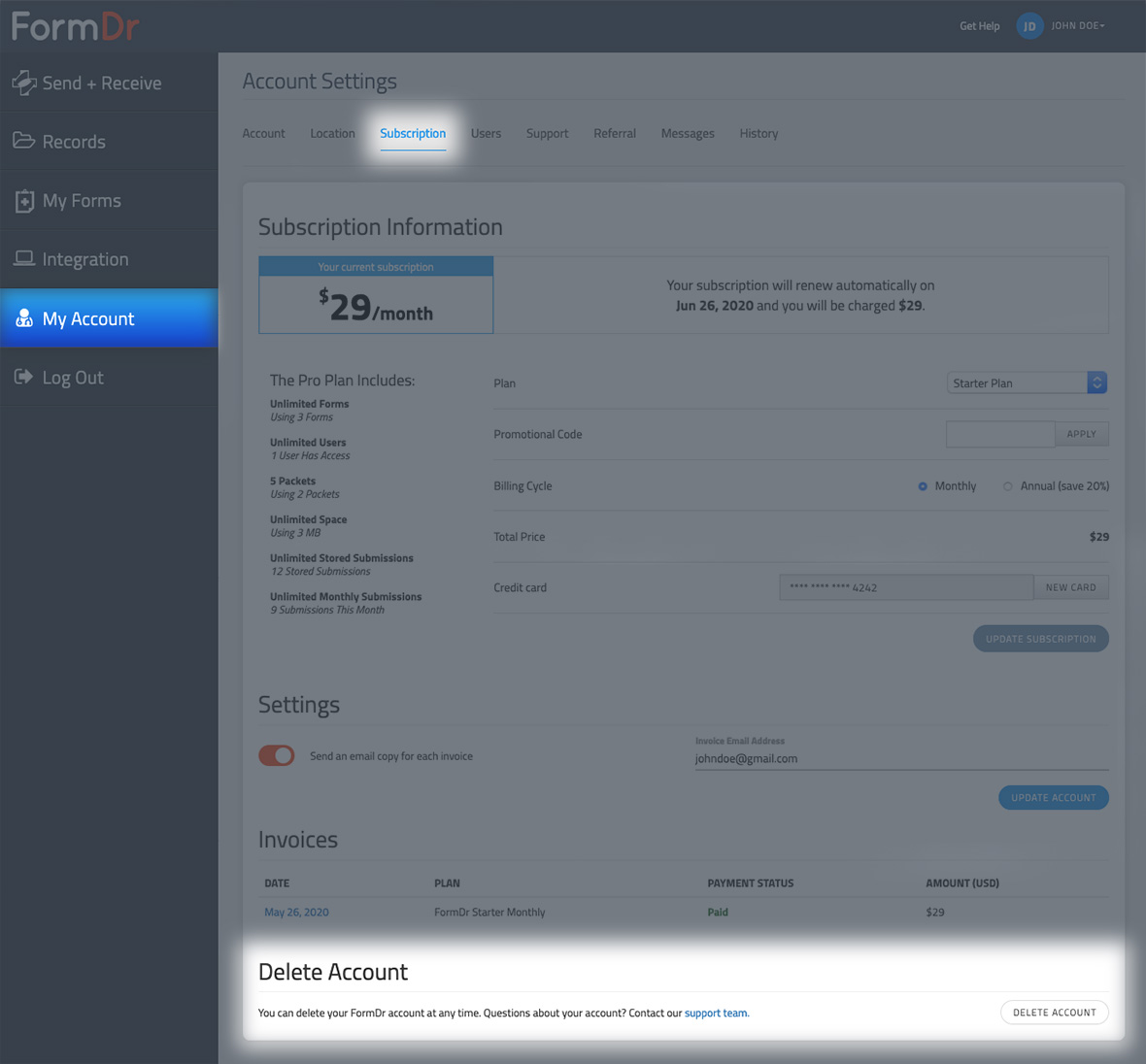How Do I Cancel My Account? FormDr Product Guide