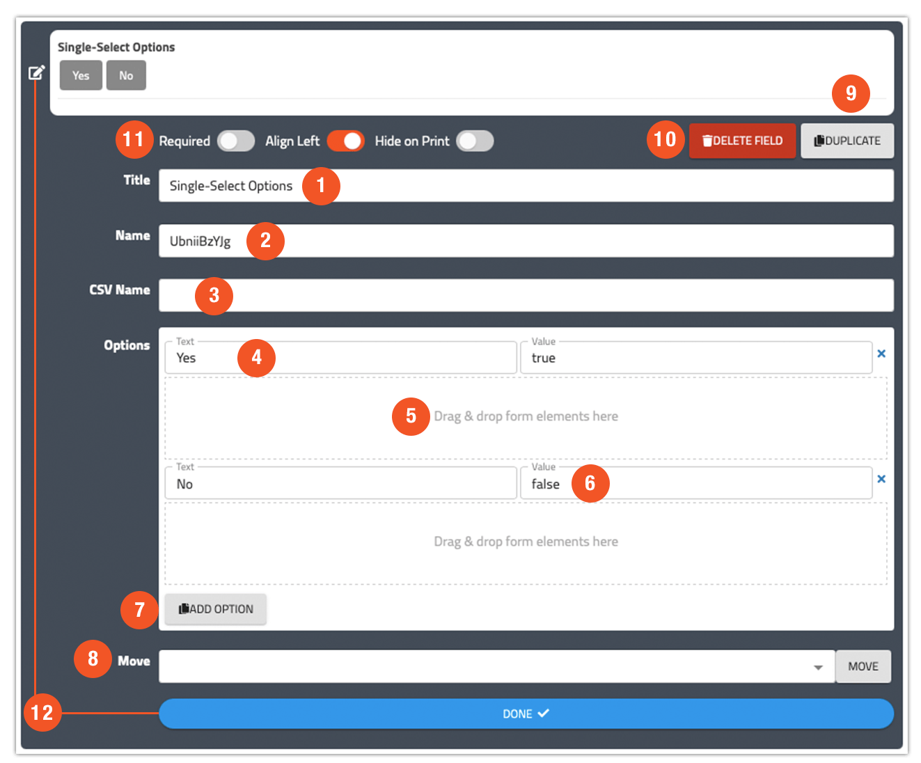 SingleSelect Options FormDr Product Guide