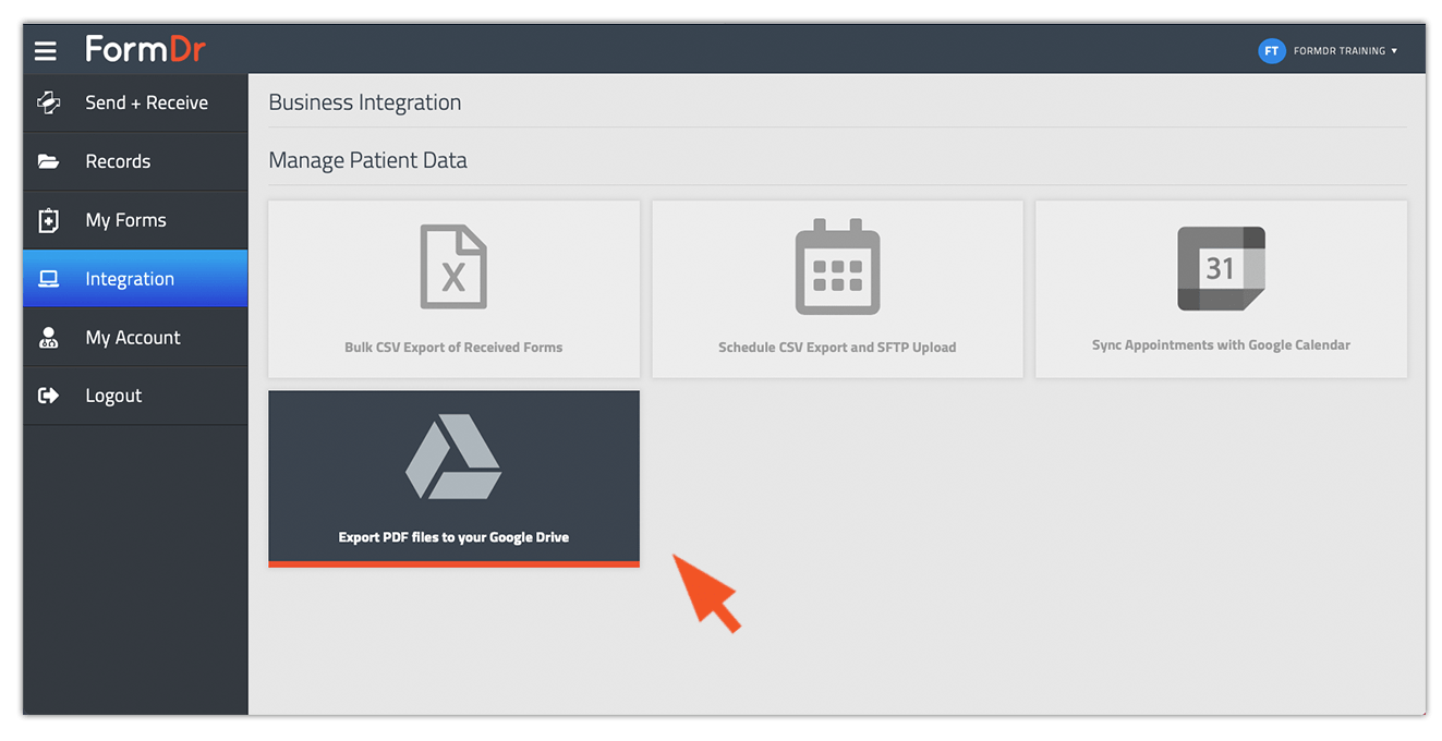 Export PDF files to your Google Drive FormDr Product Guide