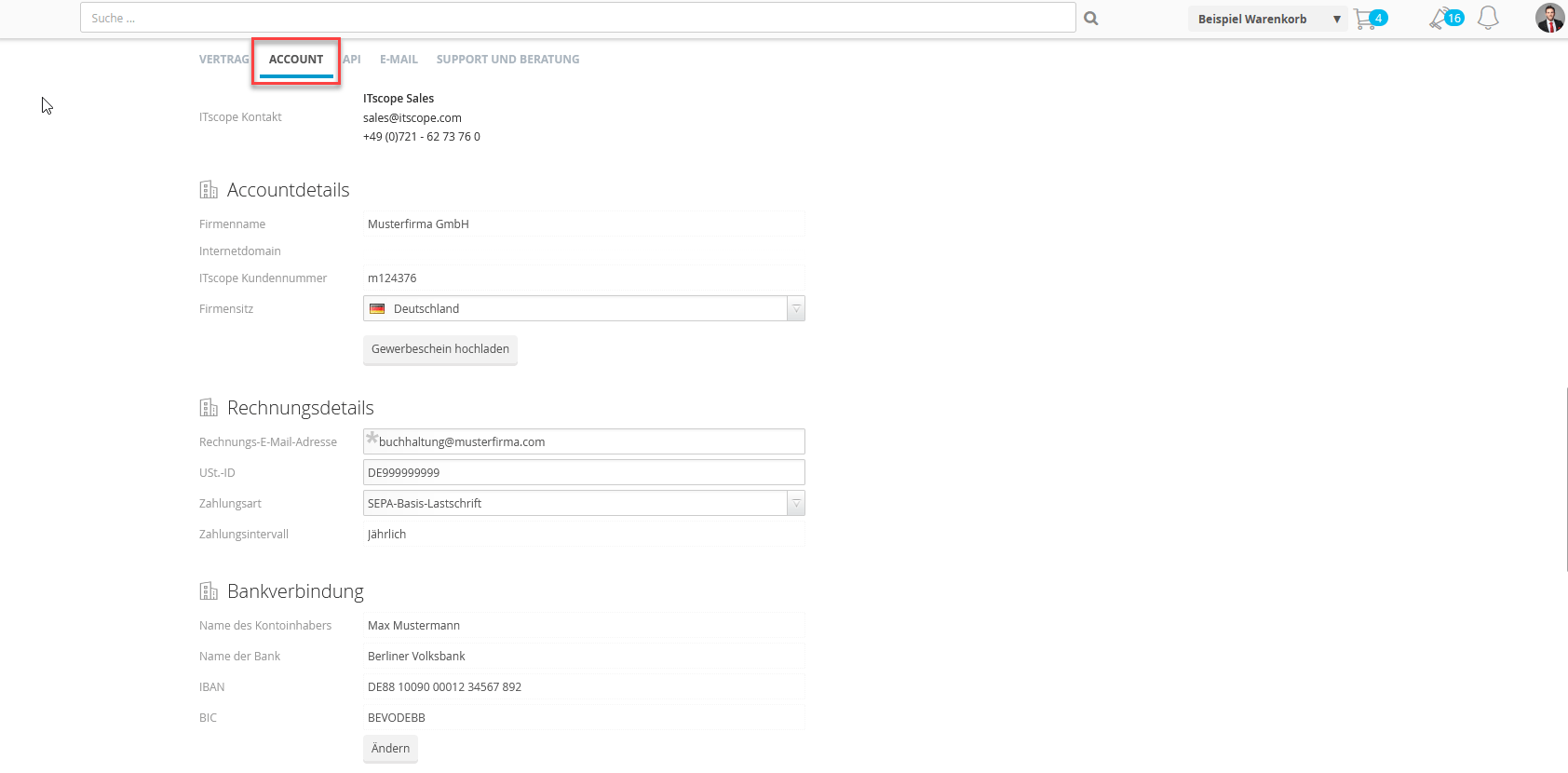 Wie können Sie Ihre Bankverbindung ändern? ITscope Guide
