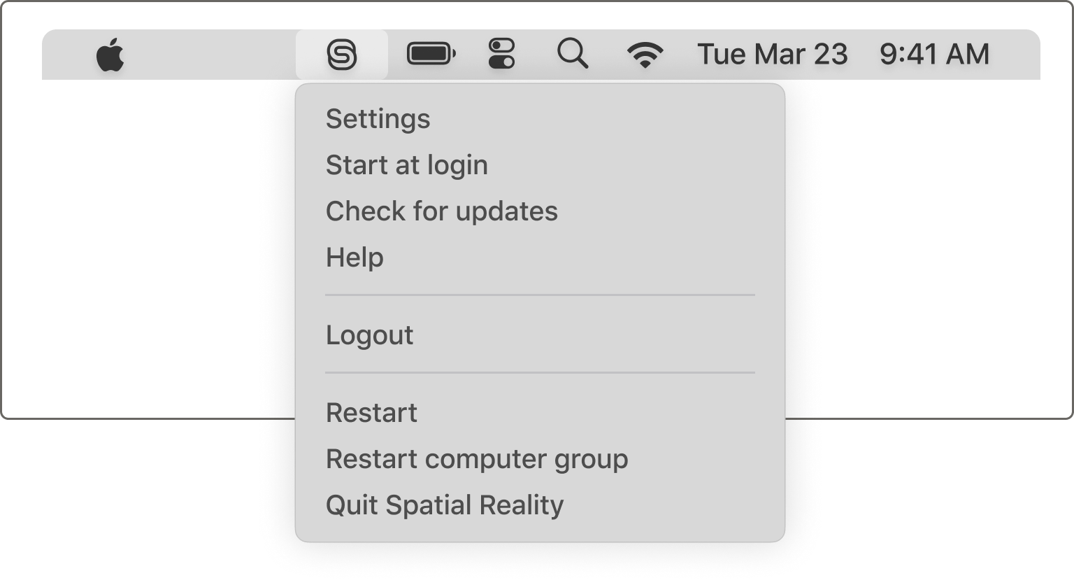 Status Bar Menu Support