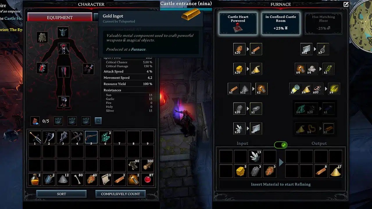 V Rising So kannst du einfach Gold finden und Barren herstellen