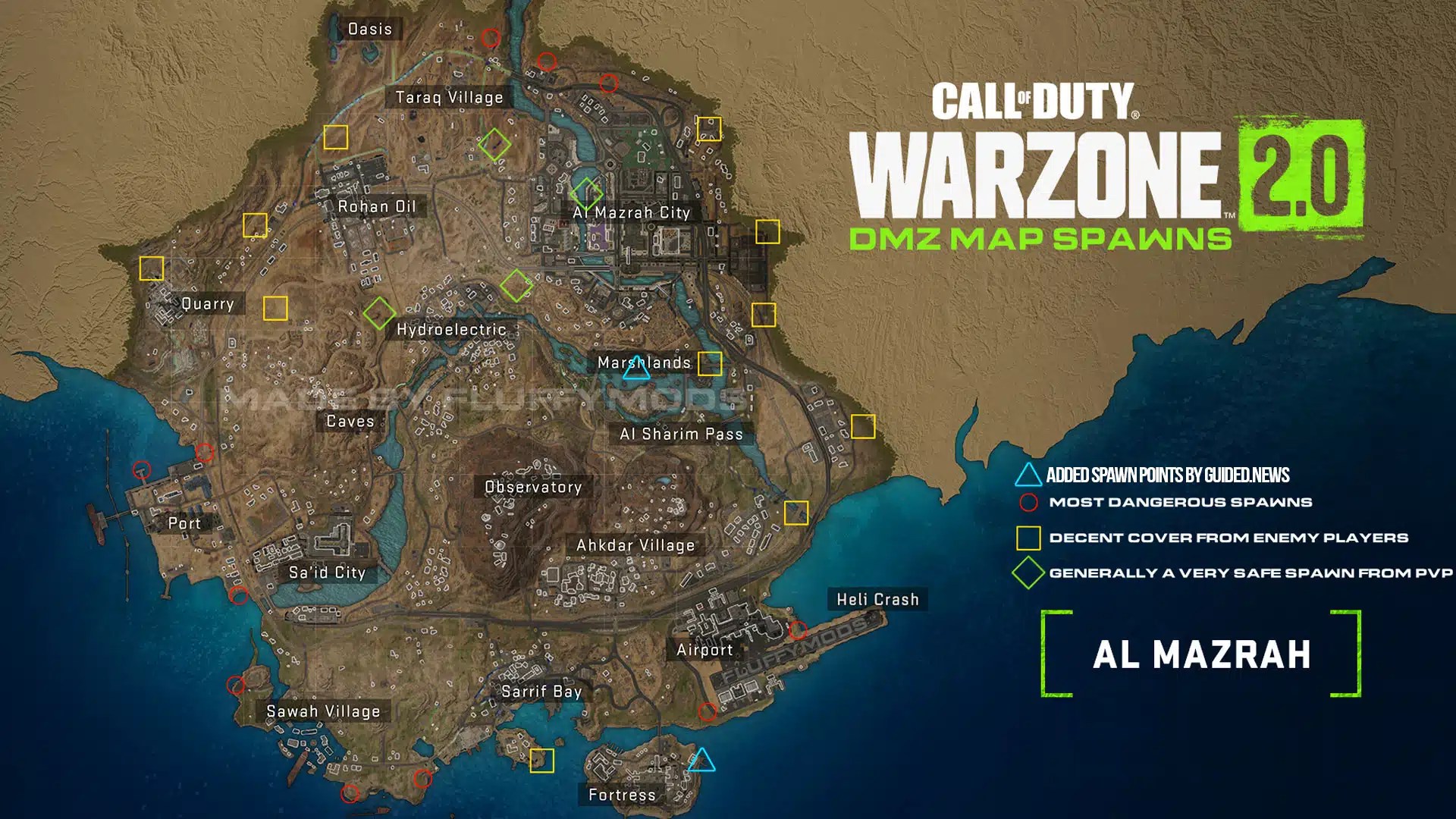DMZ Updated Map with all 28 Spawn Points on Al Mazhra