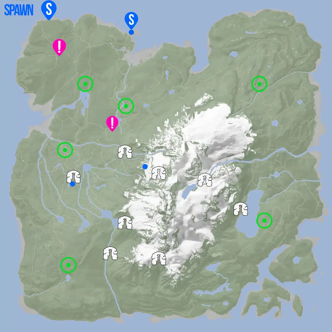 Sons of The Forest Full Map Map Size, Spawns & Locations
