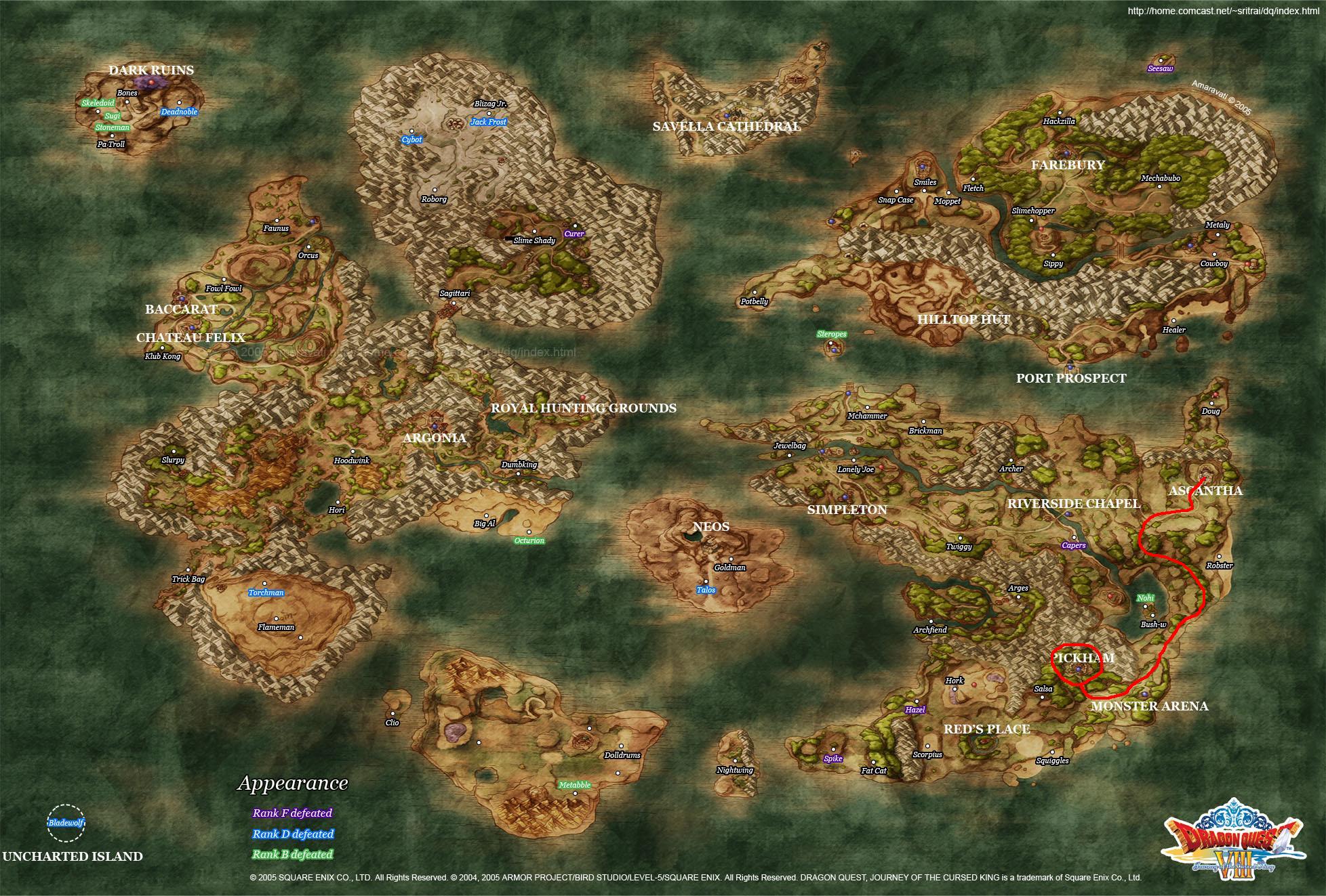 Les Défis De La "Carte Du Monde Dragon Quest 8" Les différentes cartes de Dragon Quest VIII