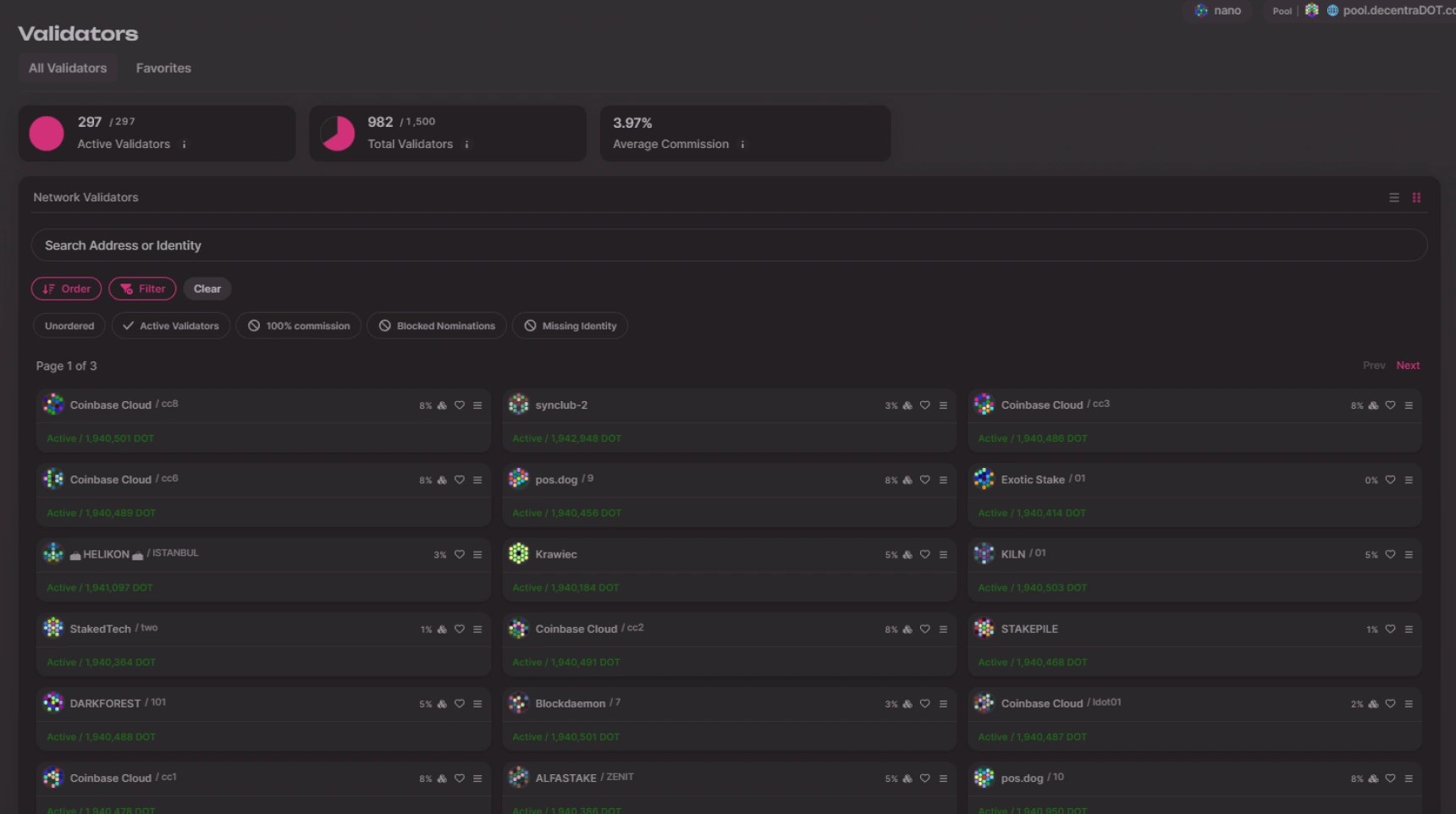 View Polkadot validator list Polkadot Guides