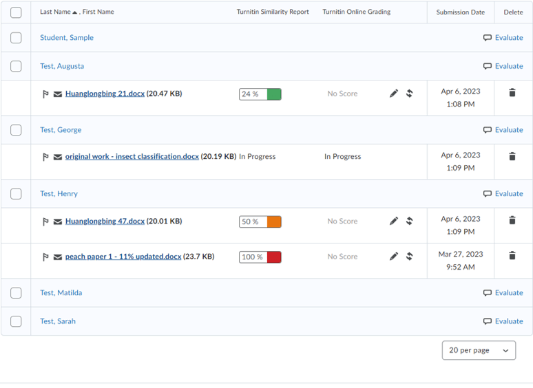 D2L V2による類似性レポートへのアクセス Turnitin ガイド(05)