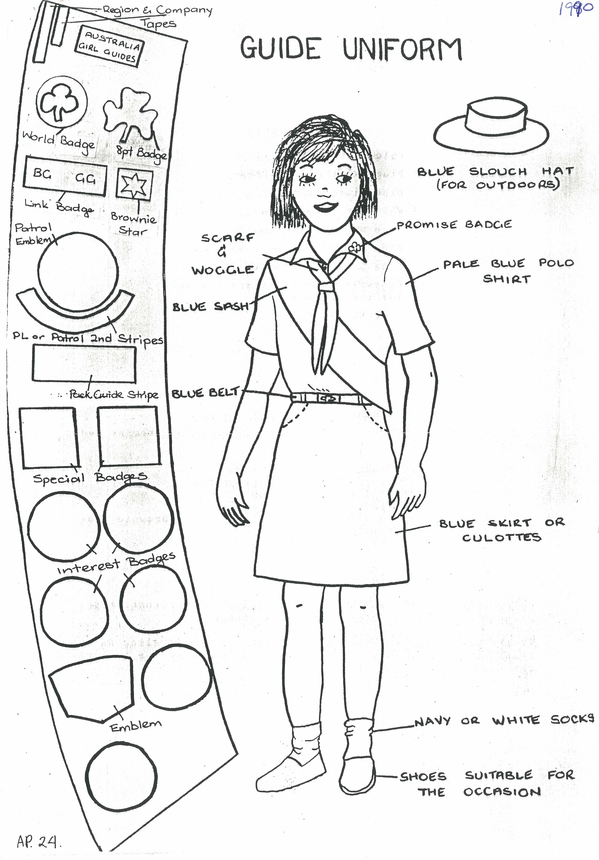 Guide Uniform Chart Uniform, Badge Placement and Sash 1990 Guiding