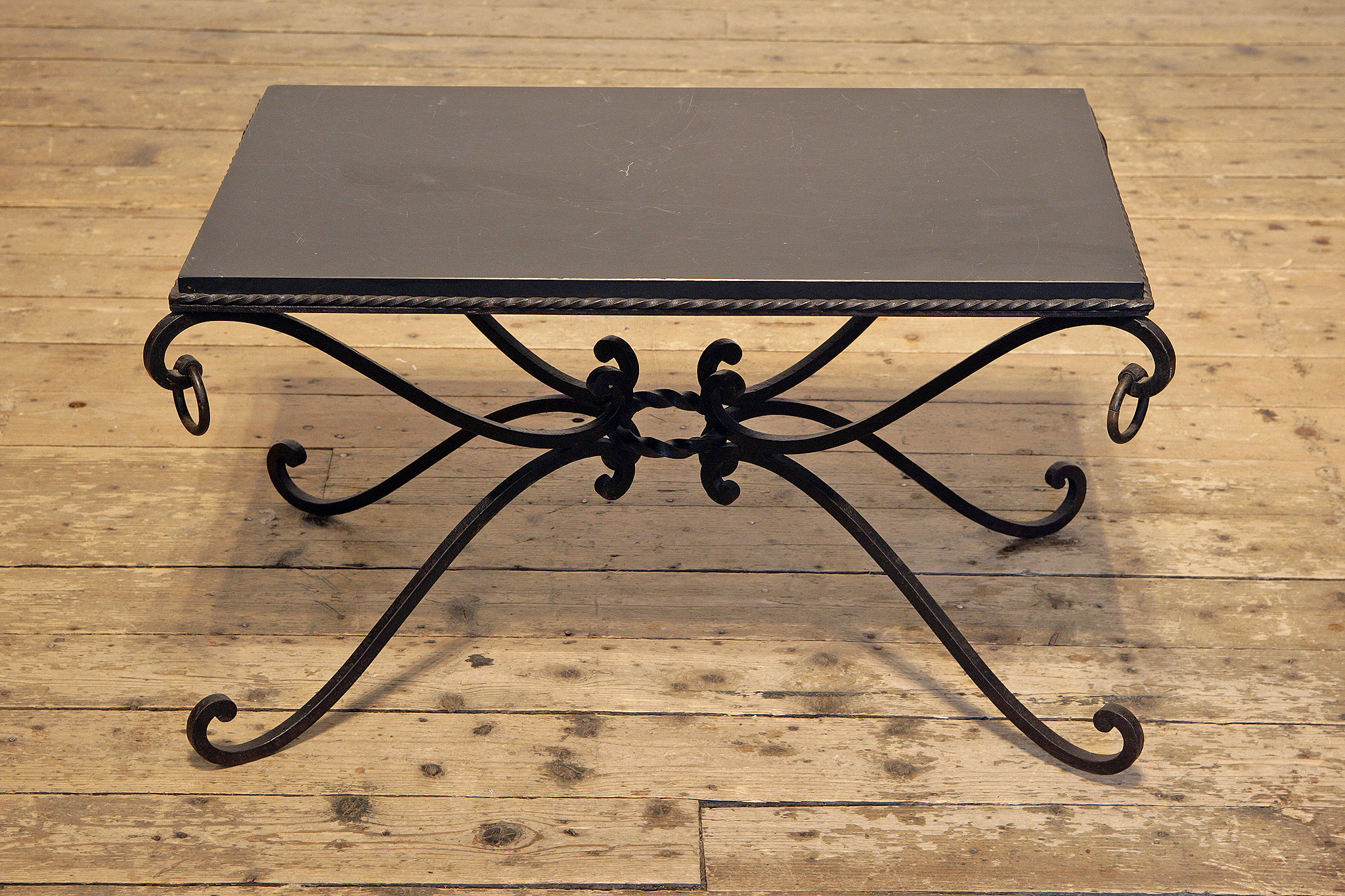 MidCentury French Wrought Iron Coffee Table With Slate Top Guild