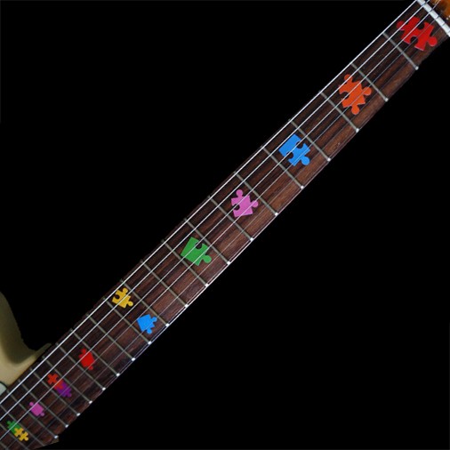 Jigsaw Puzzle Fret Marker Decal Set Guitar Headstock Logo Decals