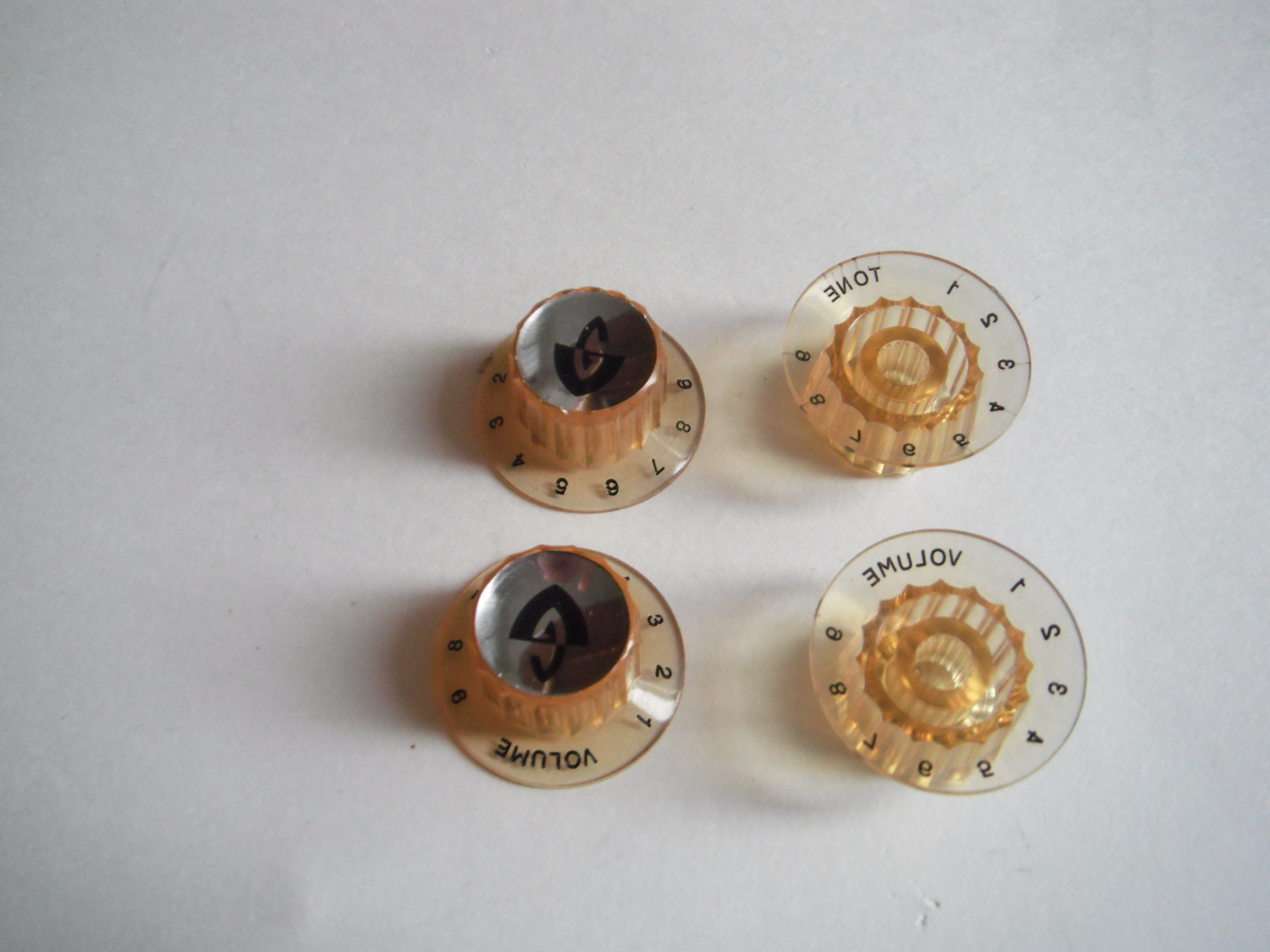 Guild Clear Guitar Knobs 2vol & 2tone Yellow /Brown tint Guitar and