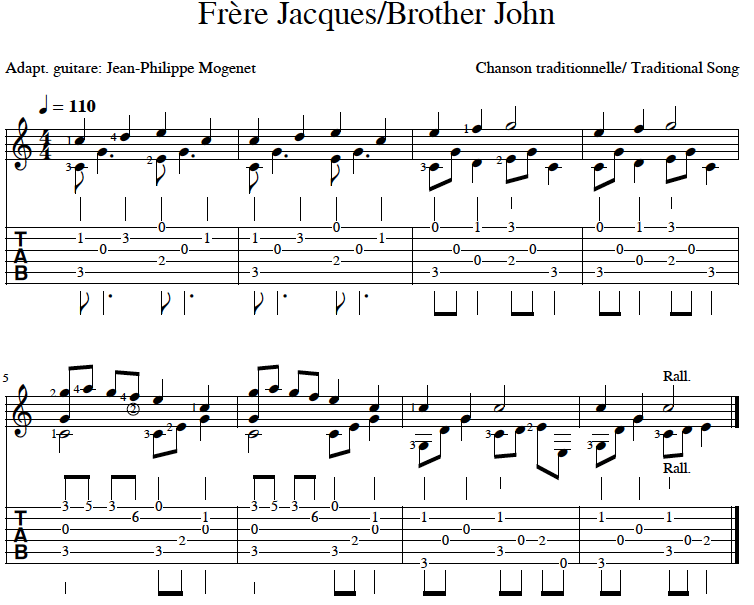 Brother John / Frère Jacques Guitaranthem