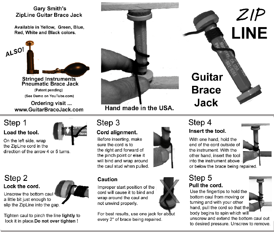 ZIPLINE and PNEUMATIC GUITAR BRACE JACK