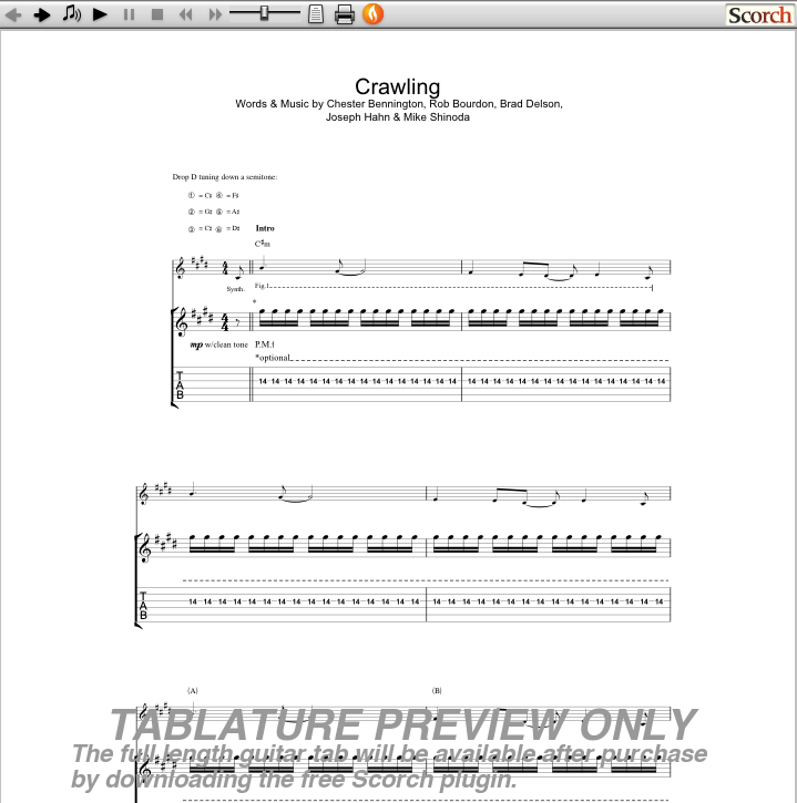Crawling Guitar Chords