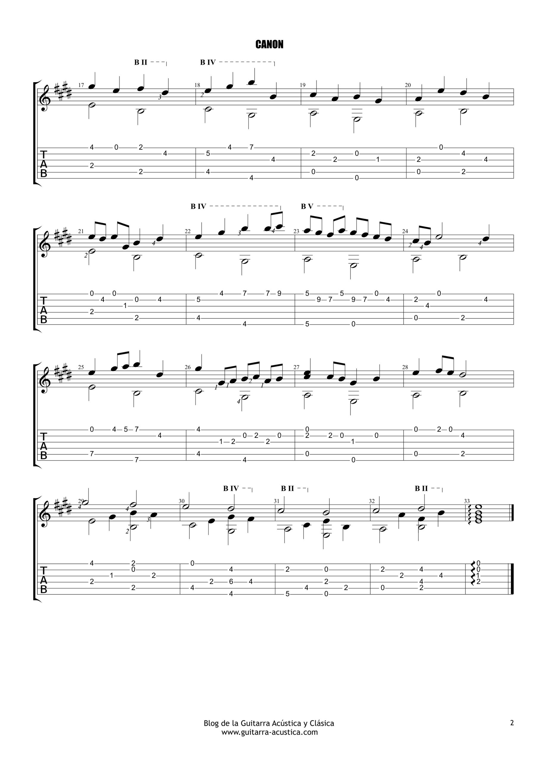 CANON DE PACHELBEL PARA GUITARRA. PARTITURA Y TABLATURA | EL BLOG DE LA  GUITARRA ACÚSTICA Y CLÁSICA