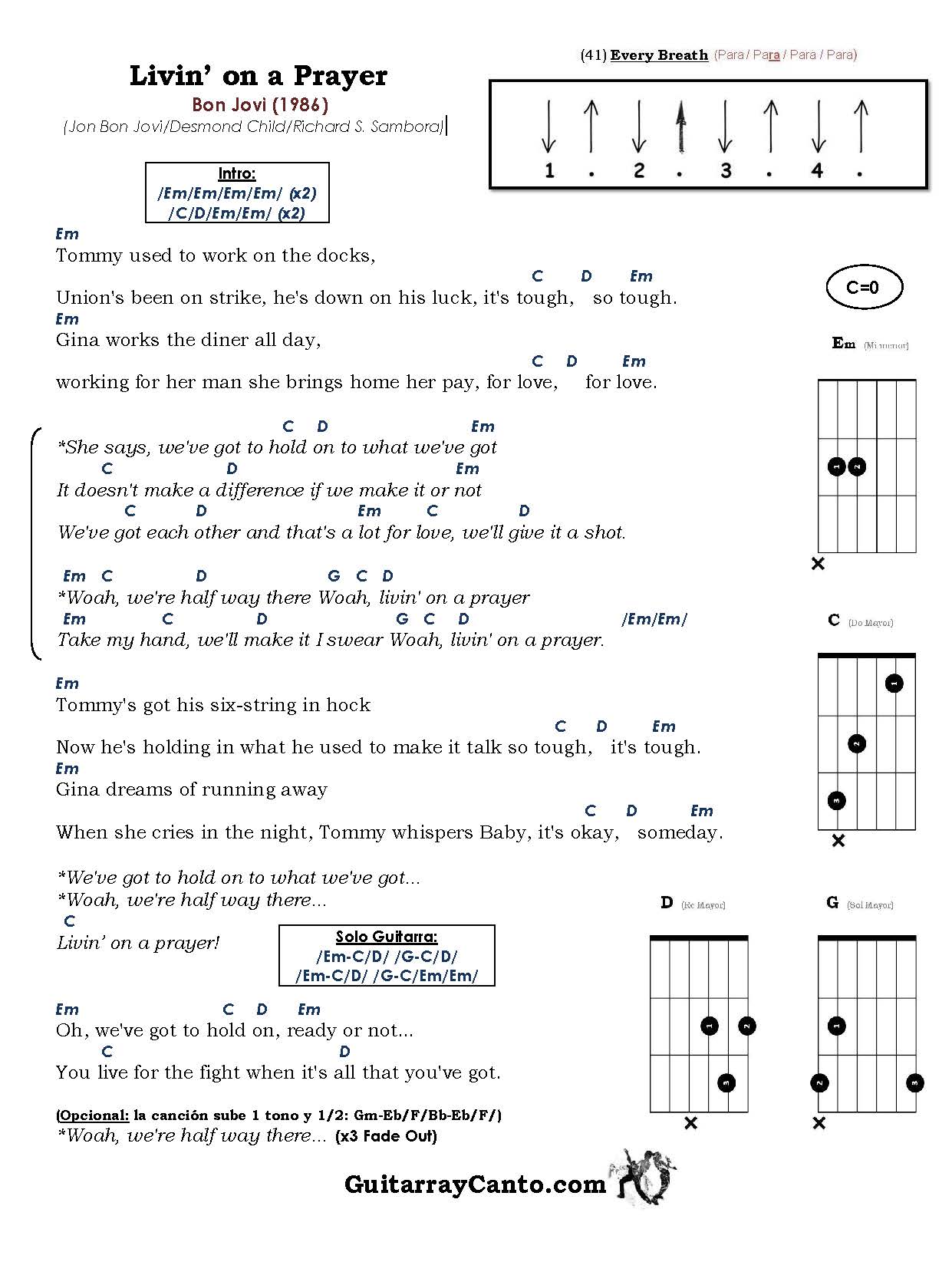 Acordes Livin on a Prayer. ¡Mejor Tutorial en todo