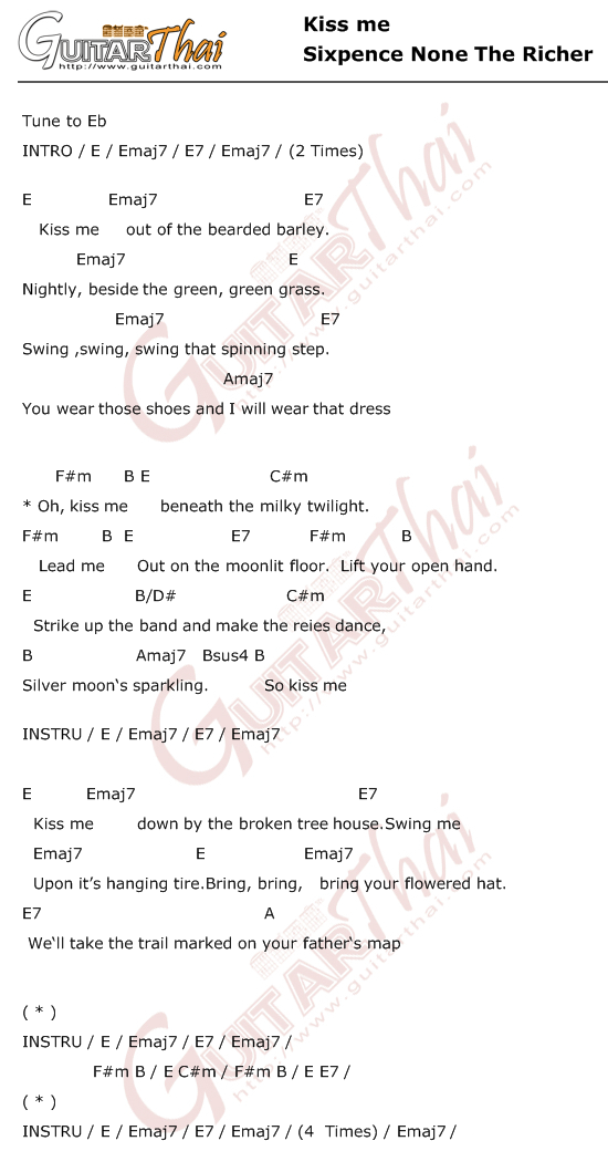 Sixpence none the richer kiss me chords 313646Chords to kiss me by