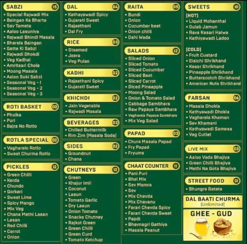 Ghee Gud Restaurant Menu Item Thali Price Review Bhavnagar Gujarat