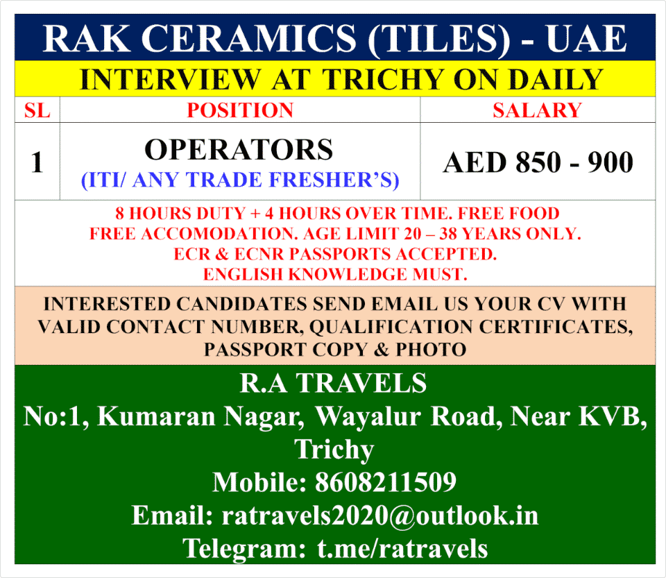 RAK CERAMICS (TILES) UAE — jobs in UAE