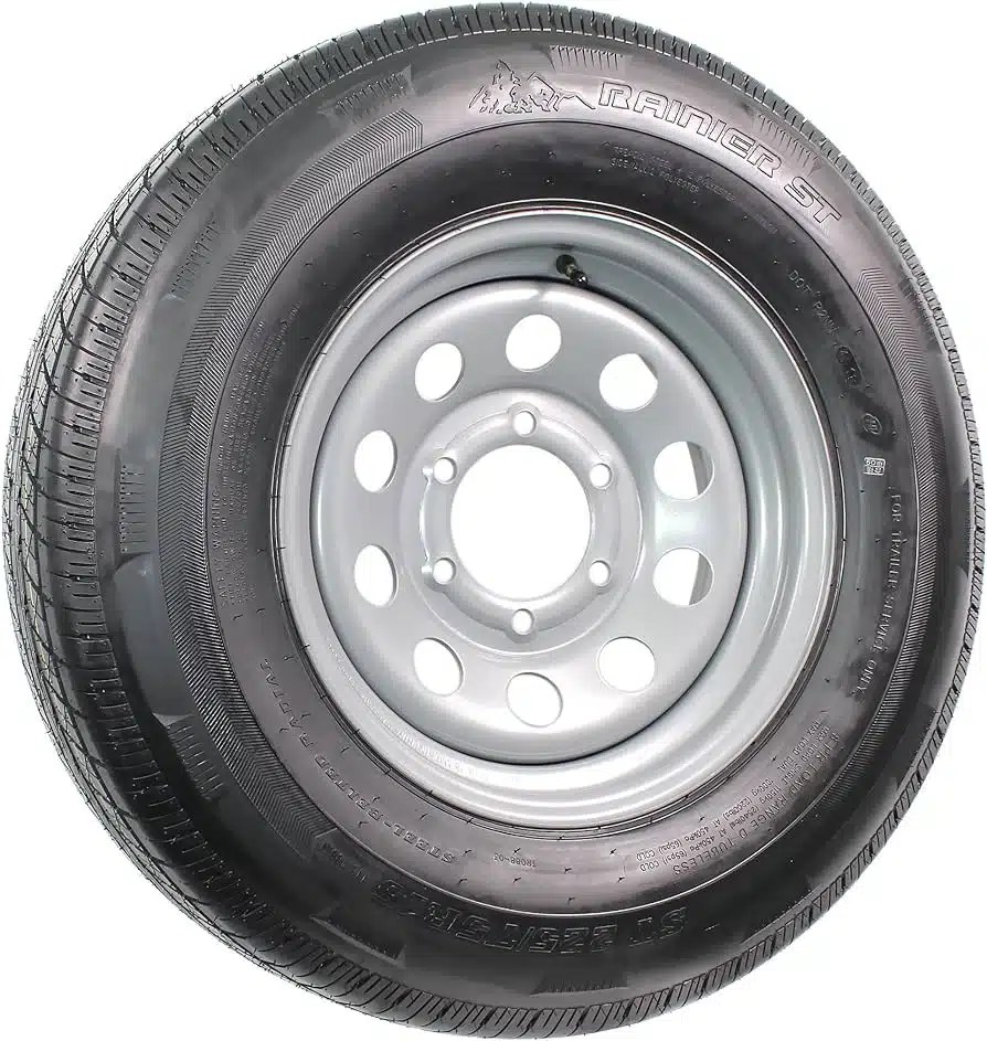 225/75R15 (DRated) 15" Radial Trailer Tire + 6 Lug Silver Mod Rim