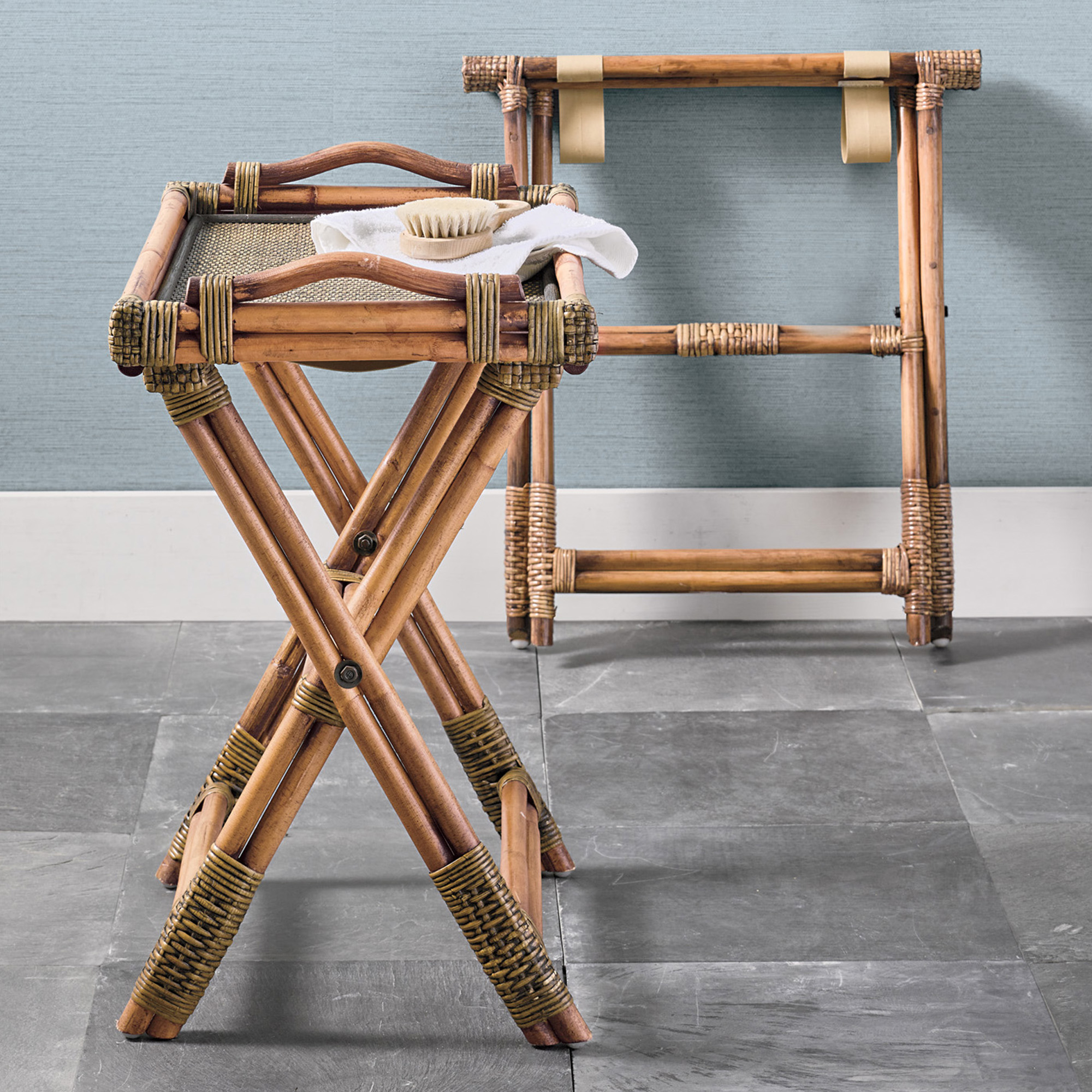 Rattan Tray & Luggage Rack Gump's