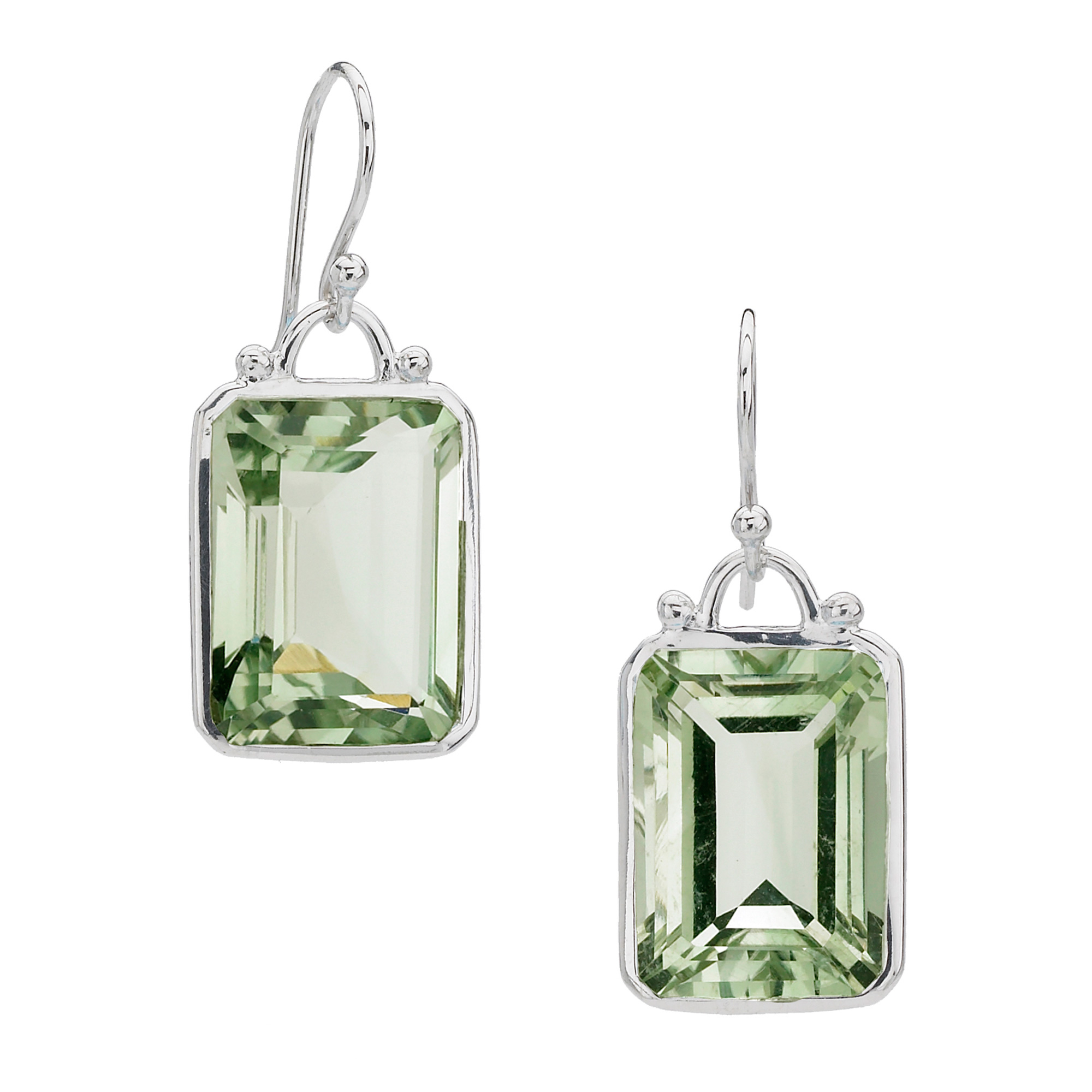 Elizabeth Showers Emerald Cut Green Amethyst Drop Earrings Gump's