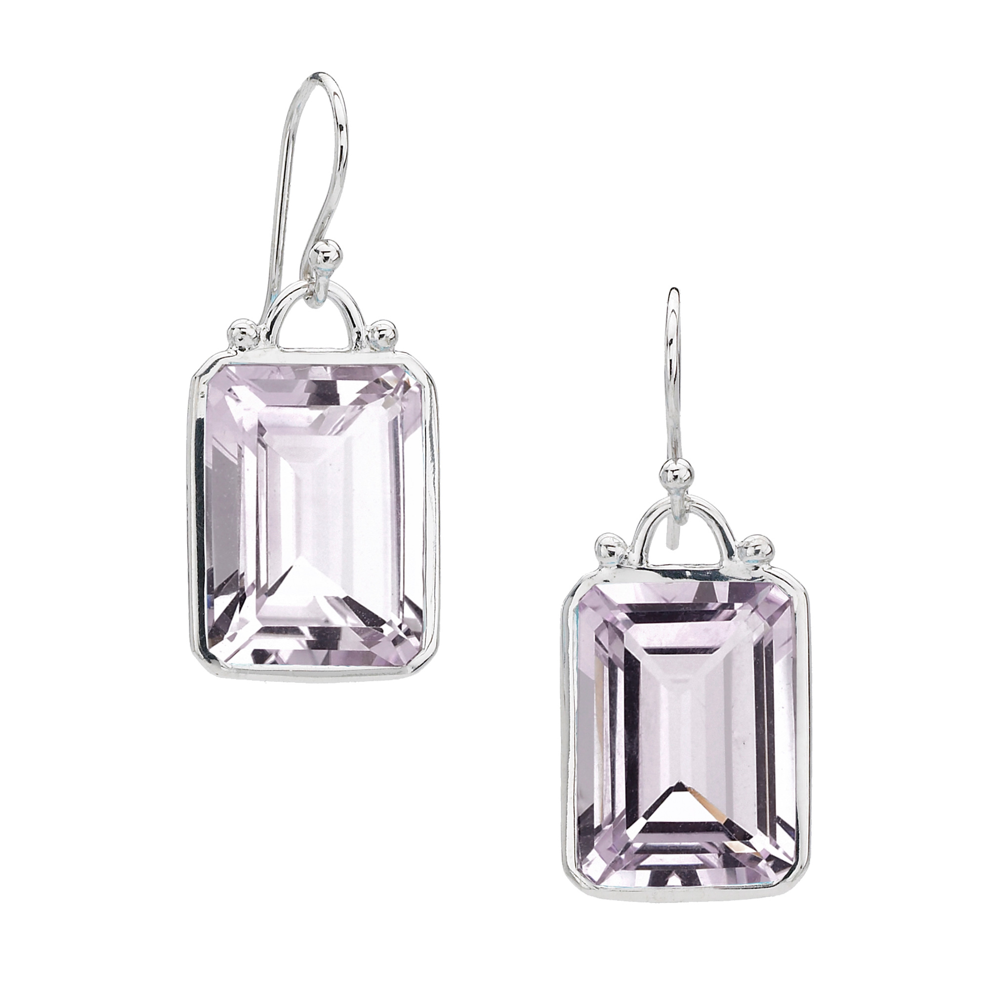 Elizabeth Showers Emerald Cut Rose Amethyst Drop Earrings Gump's